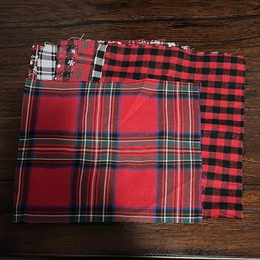New Fabric Squares Red and Black Plaid Fat Quarters 8x9.5 Holiday Scottish